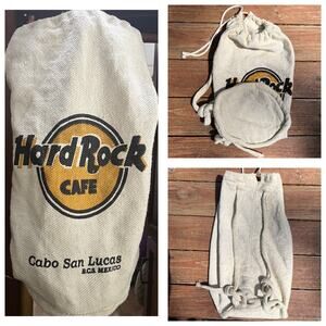 Vintage Hard Rock Cafe Cabo Mexico | Cloth Burlap Beach Bag Drawstring Backpack